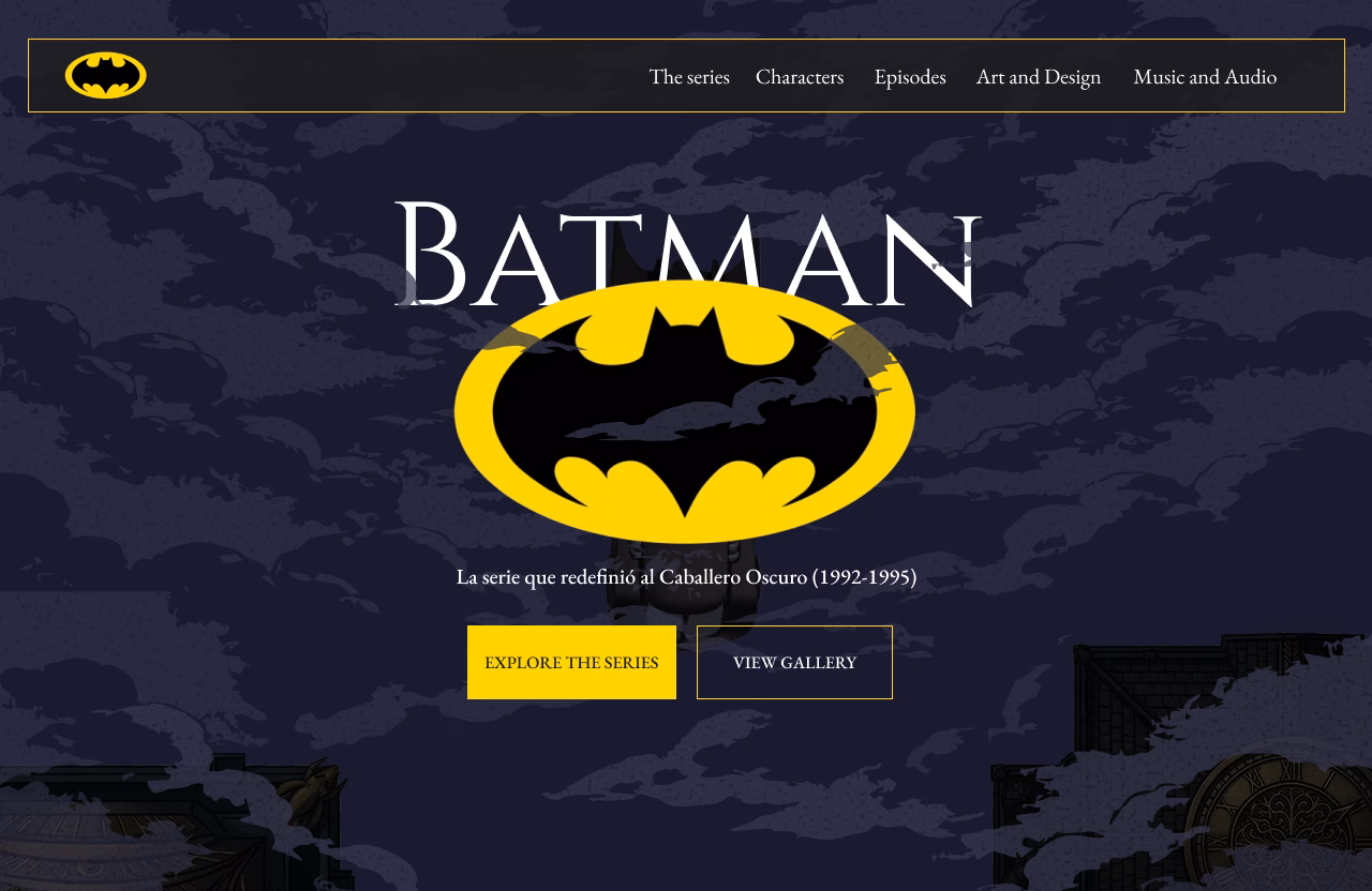 mockup of de Batman website