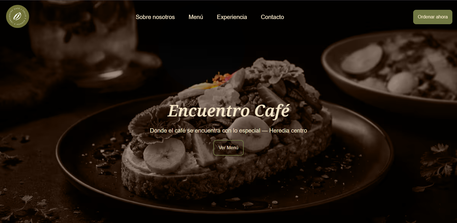 overview of the Encuentro Café website