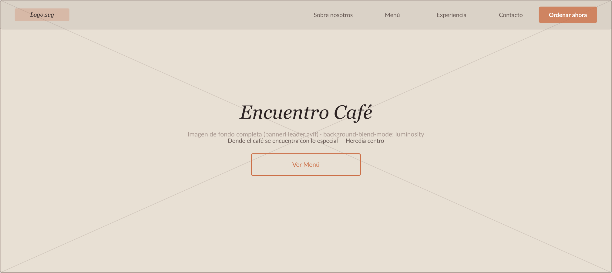 Encuentro Café desktop wireframe